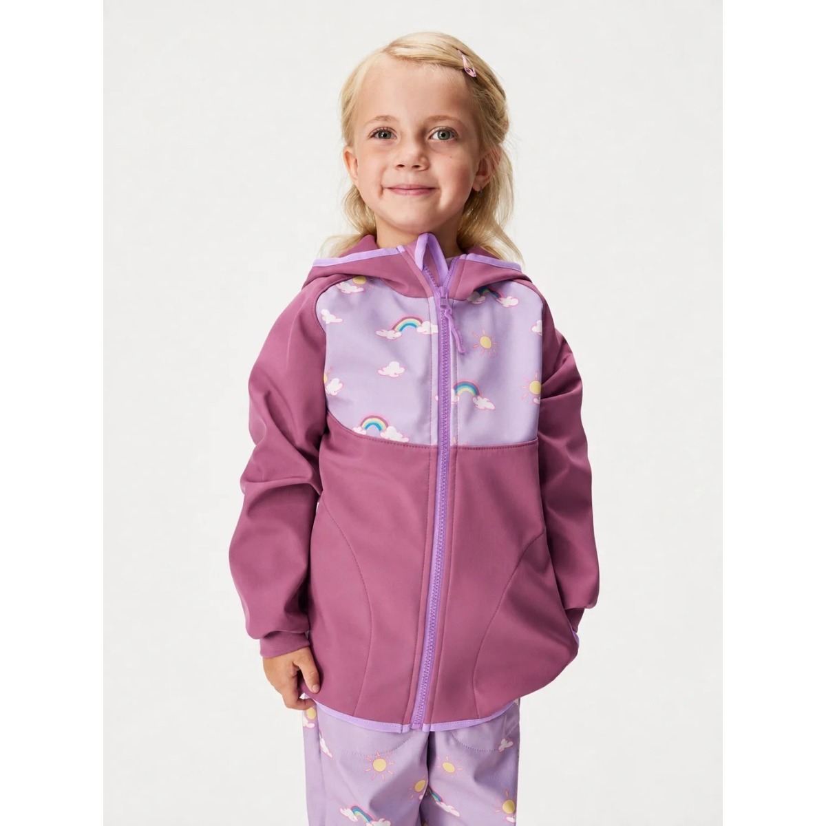 Bērnu softshell jope fliisvoodriga Basic, plum-rainbow