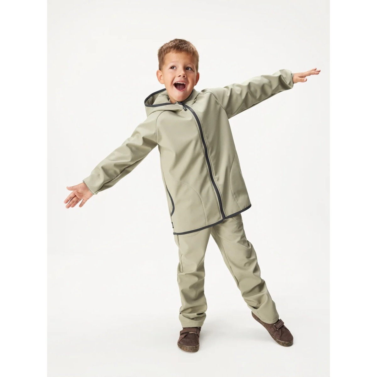 Bērnu softshell jope fliisvoodriga Basic, khaki