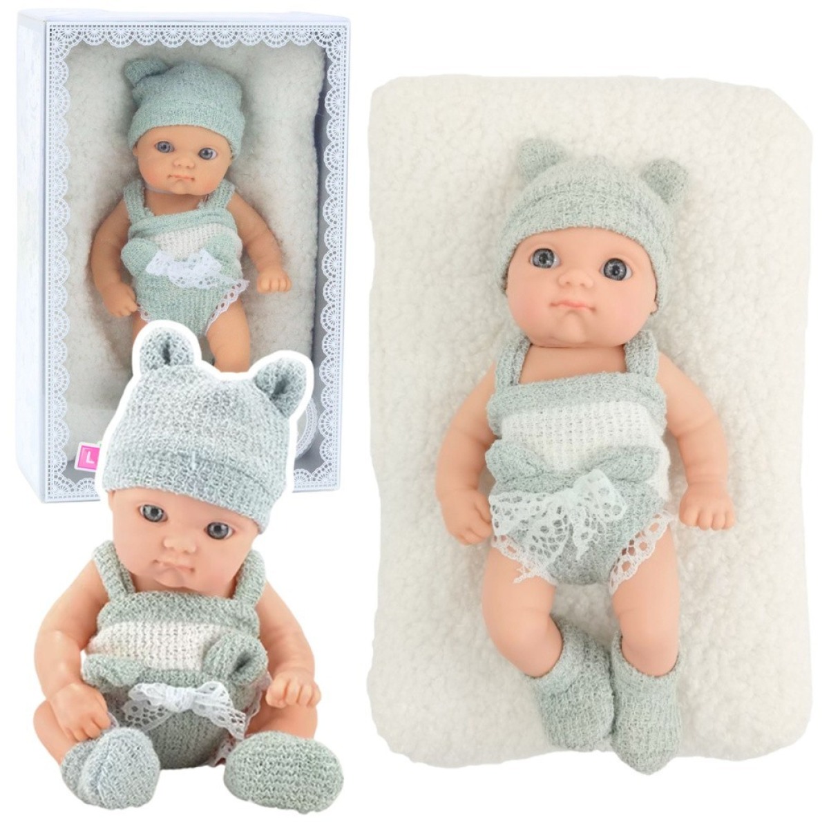 Hall-valge mazuļanukk tekiga, 18 cm
