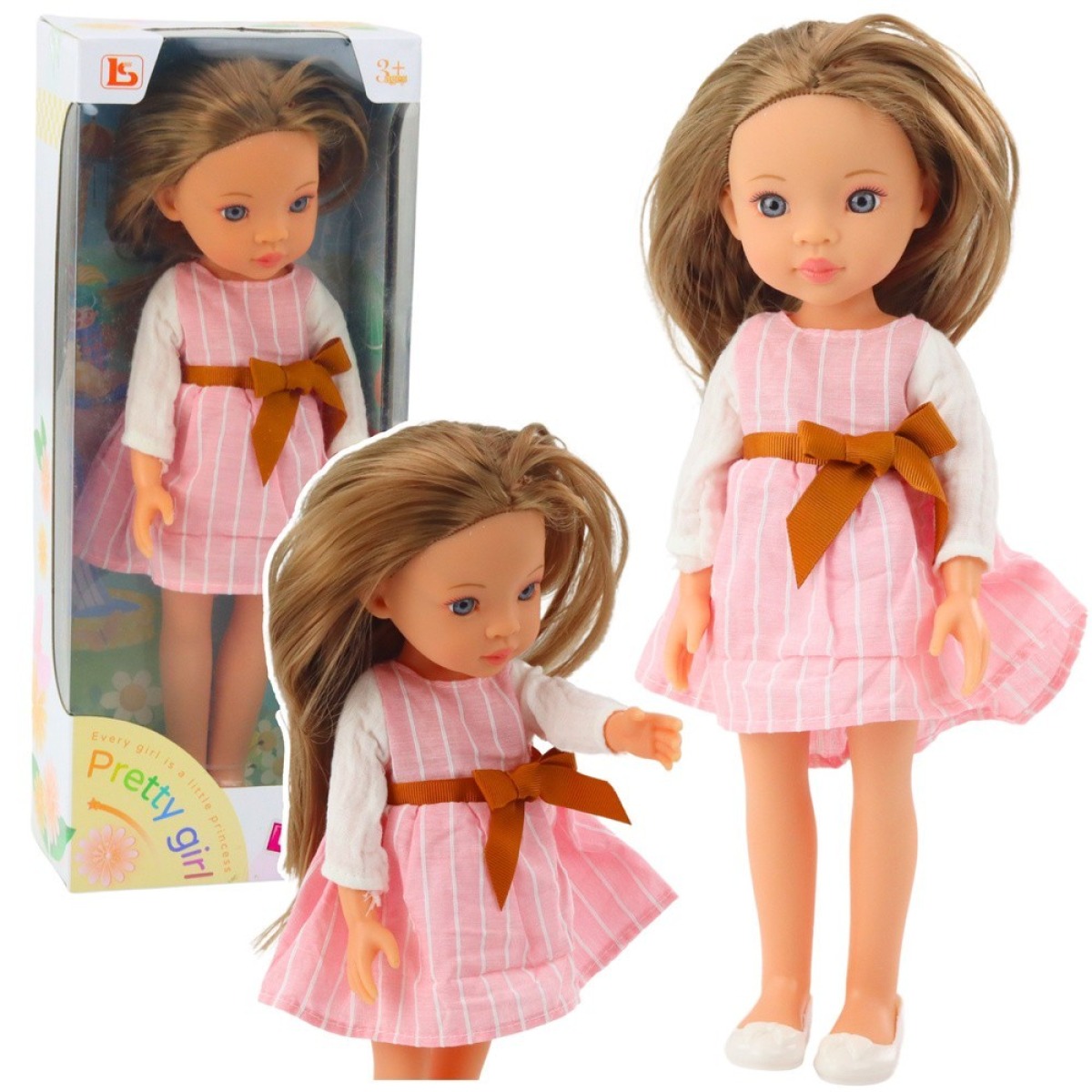 Pretty Girl lelle rozā kleitā, 32 cm