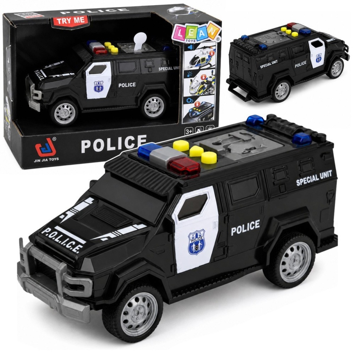 Must eriüksuse politseiauto tulede ja helidega 1:32