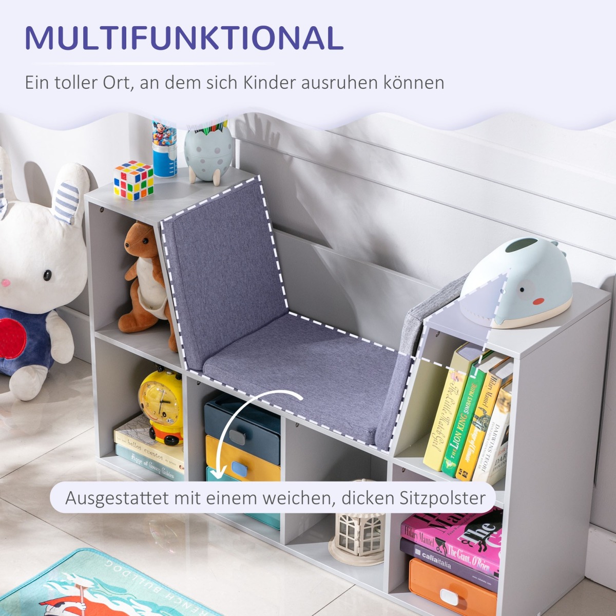 2 vienā: bērnu uzglabāšanas sols ar spilveniem | MIU Kids