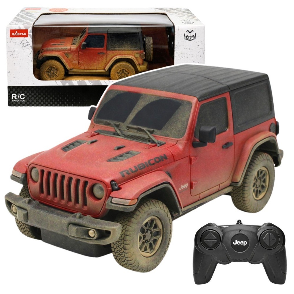 RASTARi kaugjuhitav punane Jeep Wrangler Rubicon Muddy RC-au