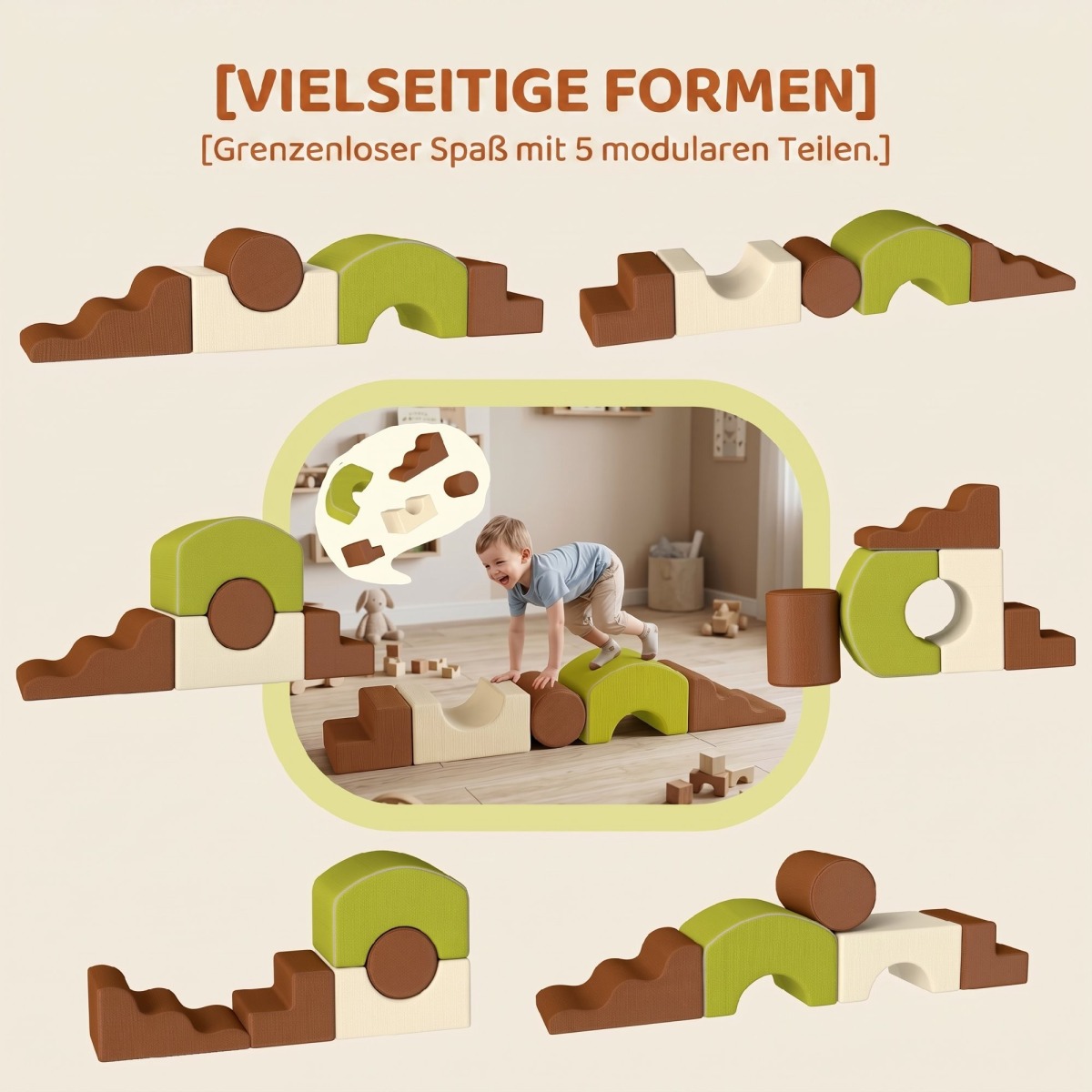 5-osaline pehmete vahtklotside komplekt velvetise välimuse j
