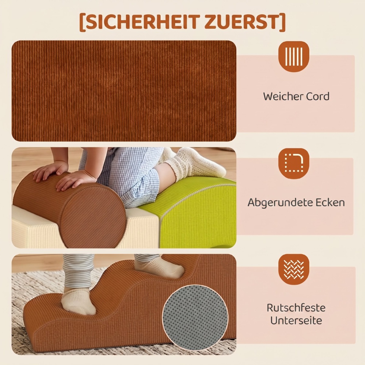 5-osaline pehmete vahtklotside komplekt velvetise välimuse j