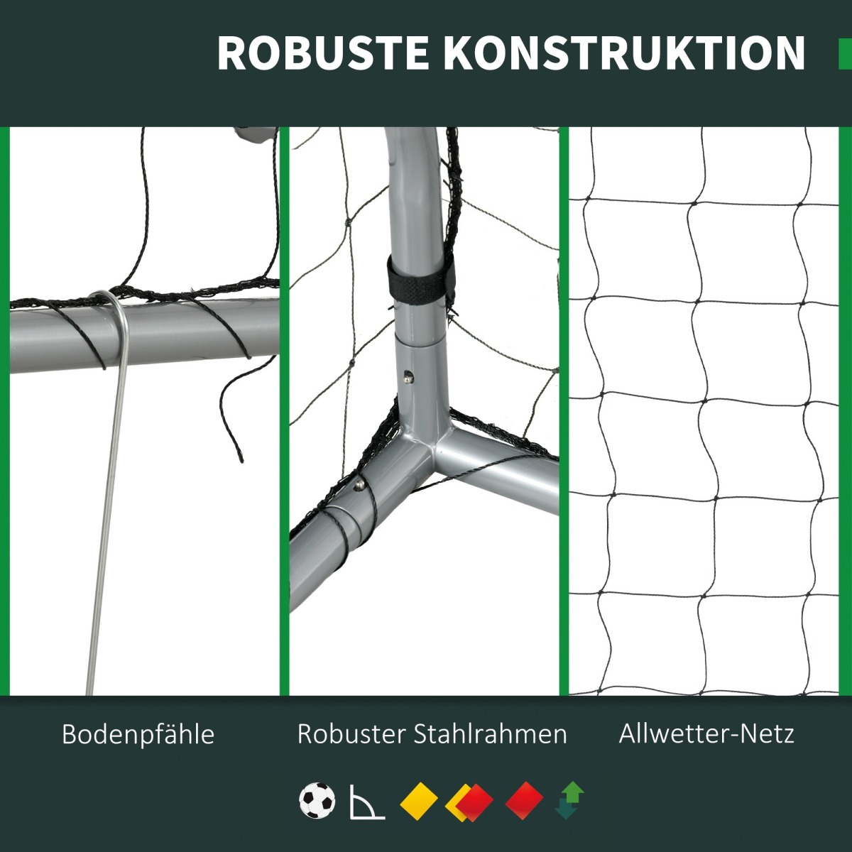 Laikapstākļu izturīgi futbola vārti 300 × 200 × 120 cm