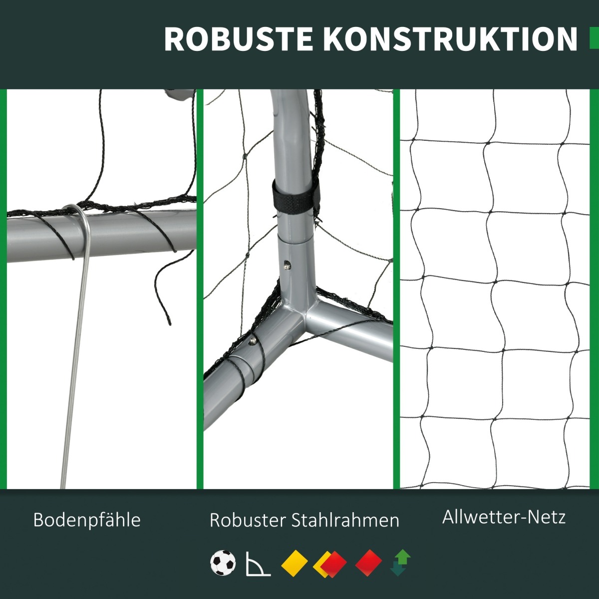 Hall laikapstākļu izturīgi metāla rāmja futbola vārti 240 × 85 ×
