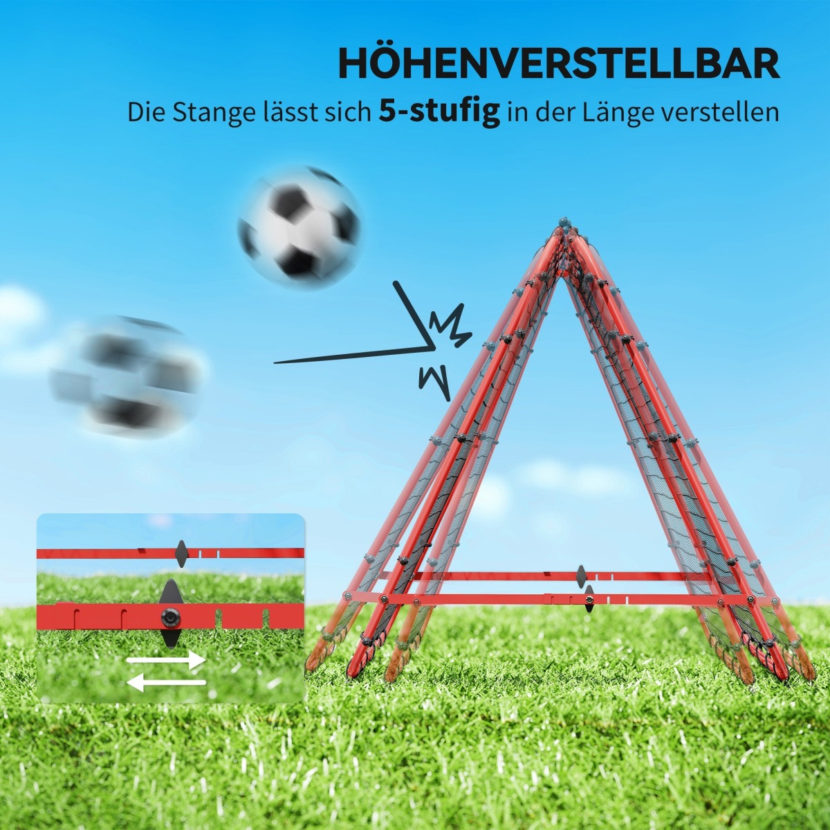 Sarkani, regulējami futbola atsitiena vārti 100 × 68–95 cm