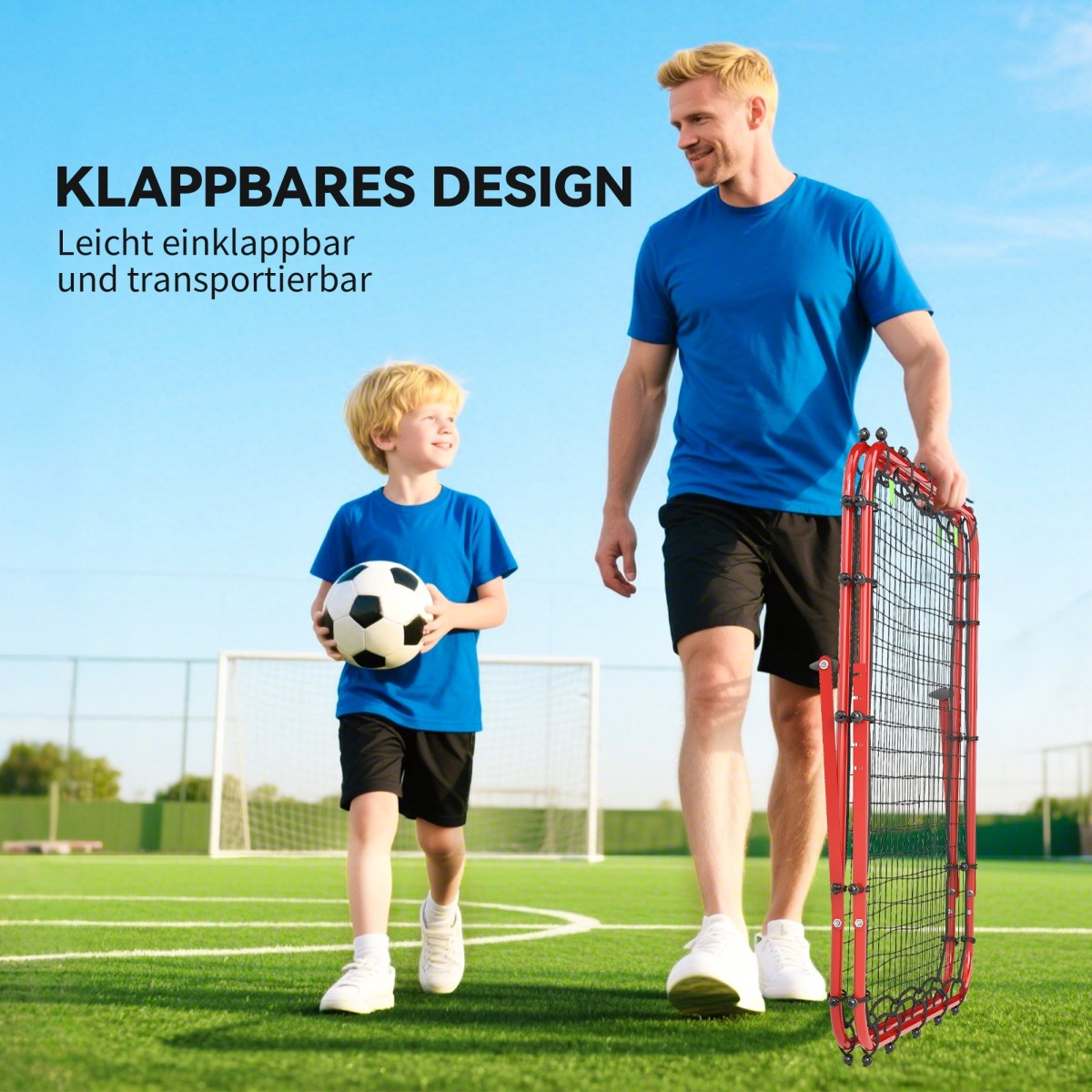 Sarkani, regulējami futbola atsitiena vārti 100 × 68–95 cm