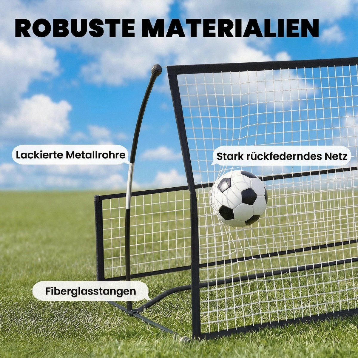 Must kokkupandav kahepoolne jalgpalli tagasilöögivõrk, 200 ×