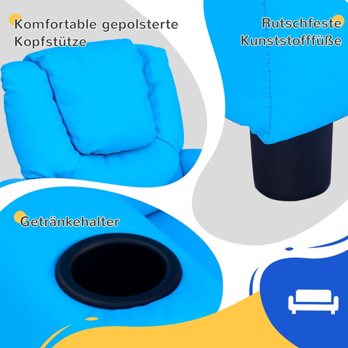 Sinine laste tugitool kallutatava seljatoega, 62 × 52 × 69 c