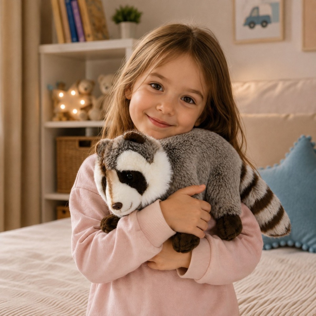 Reālistiska pelēka jenota mīkstā rotaļlieta, 45 cm