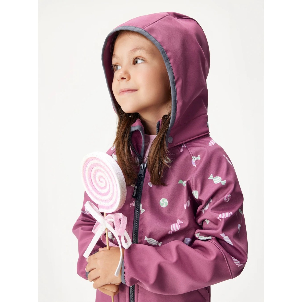 Bērnu softshell jaka ar flīsa oderi Slim, plum-bonbons