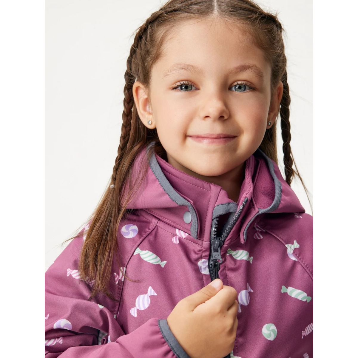 Bērnu softshell jaka ar flīsa oderi Slim, plum-bonbons