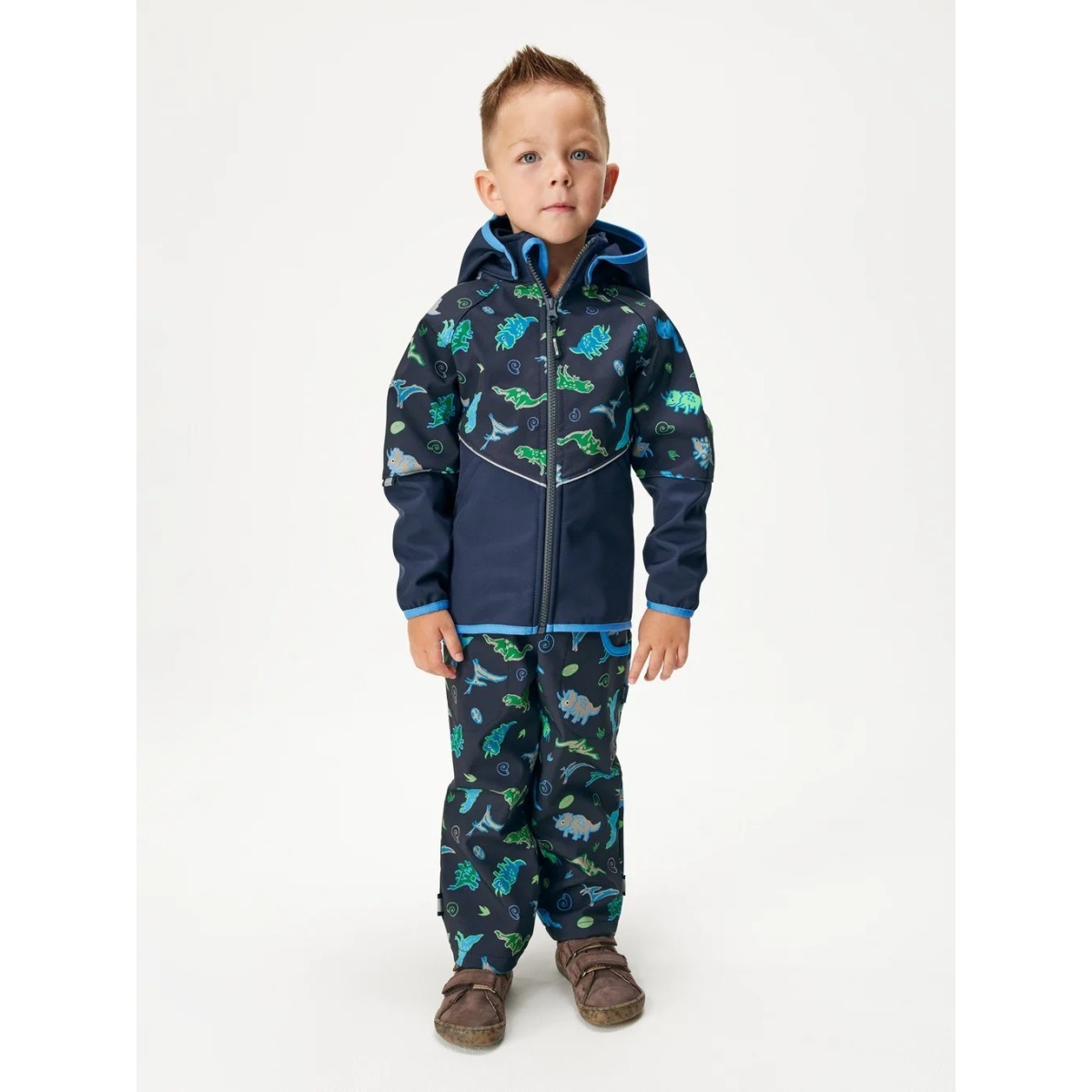 Bērnu softshell jope fliisvoodriga Slim, tumesinine-dino