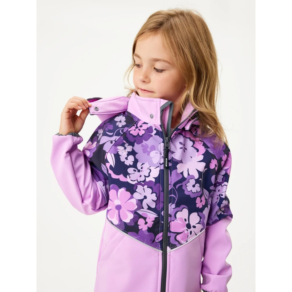 Bērnu softshell jope fliisvoodriga Slim, helelilla-lilled