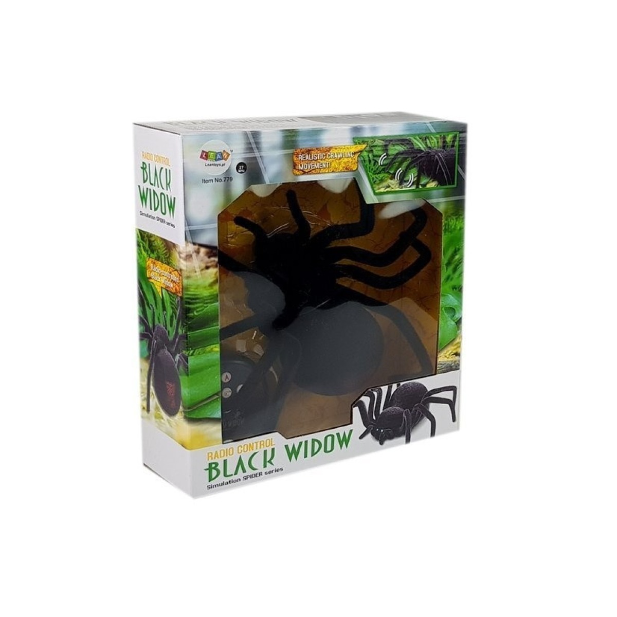 Liels, pūkains Black Widow zirneklis ar tālvadības pulti