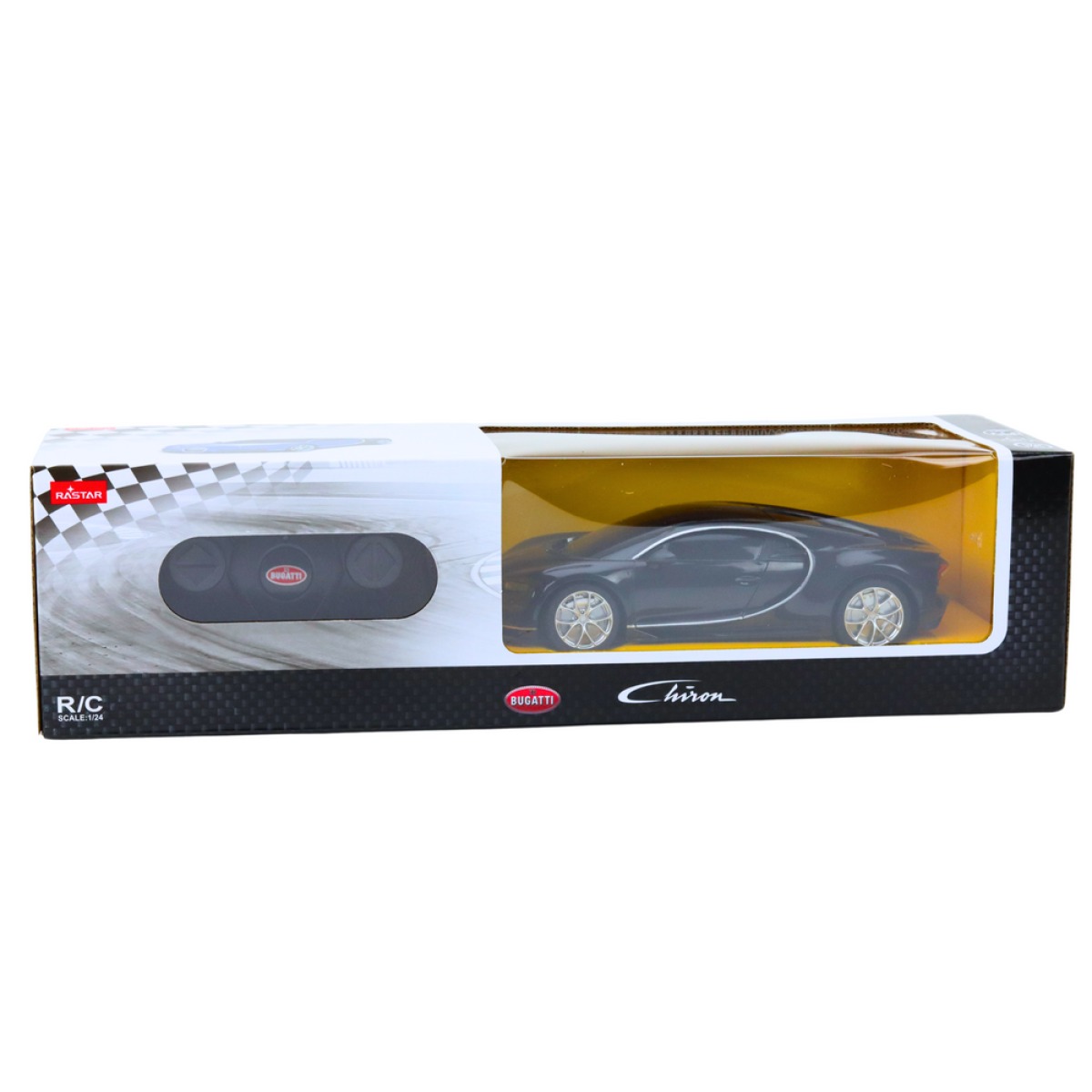 Bugatti Veyron Chiron melna RC automašīna 1:24