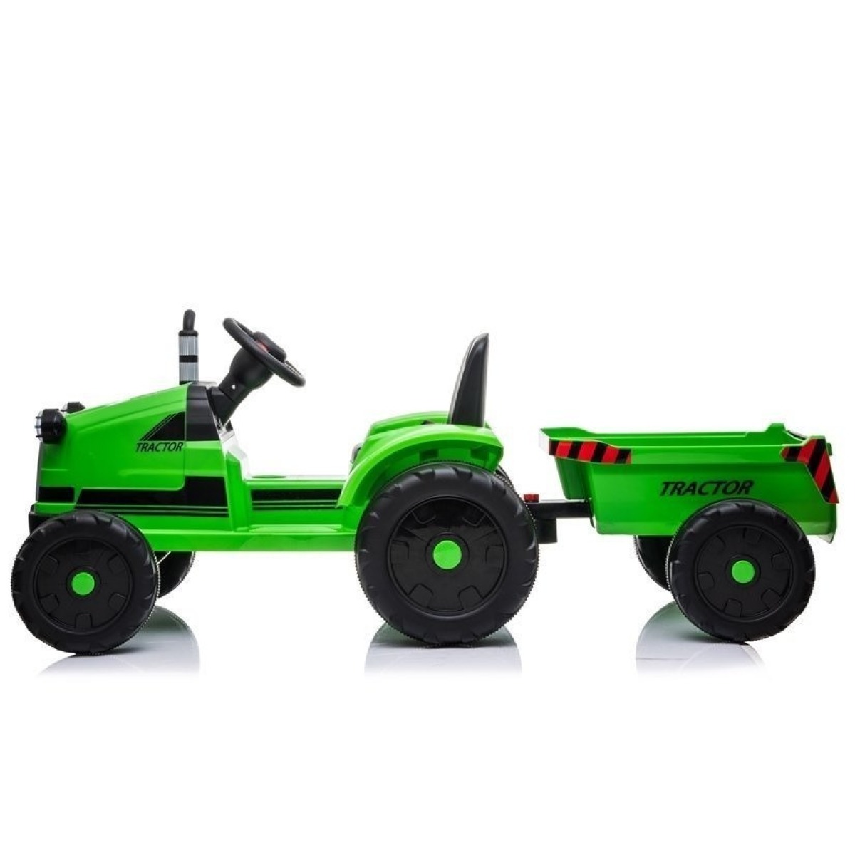 Zaļš bērnu elektriskais traktors ar piekabi CH9959