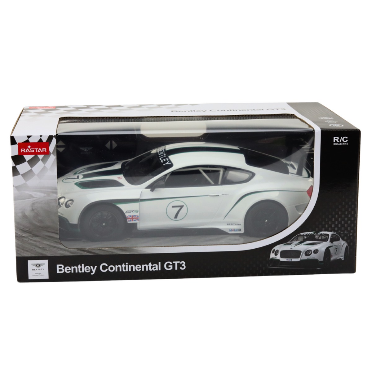 Valge Bentley Continental GT3 kaugjuhitav sportauto 1:14
