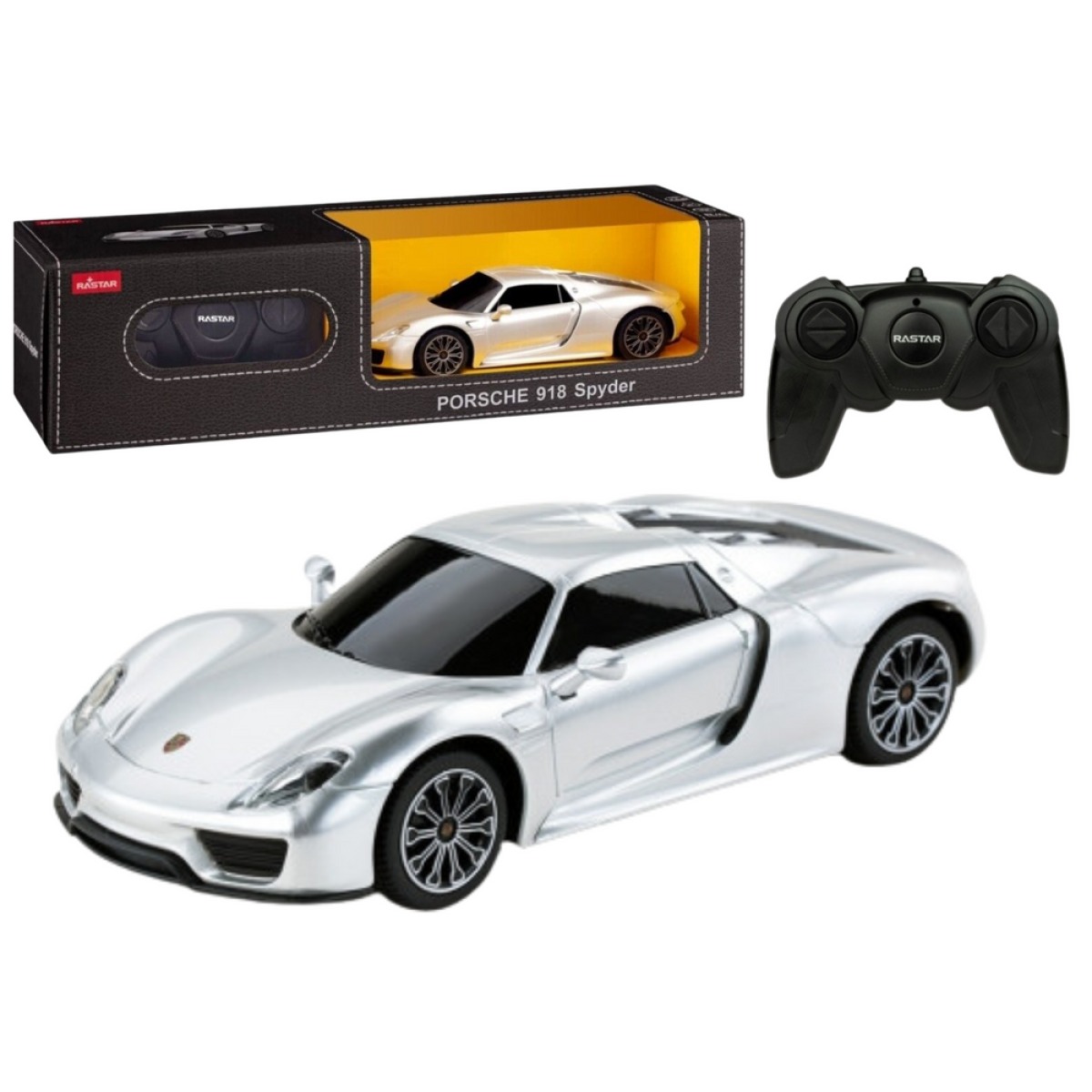 Sudraba Porsche 918 Spyder RC automašīna 1:24