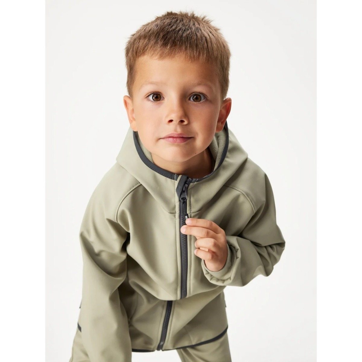 Bērnu softshell jope fliisvoodriga Basic, khaki
