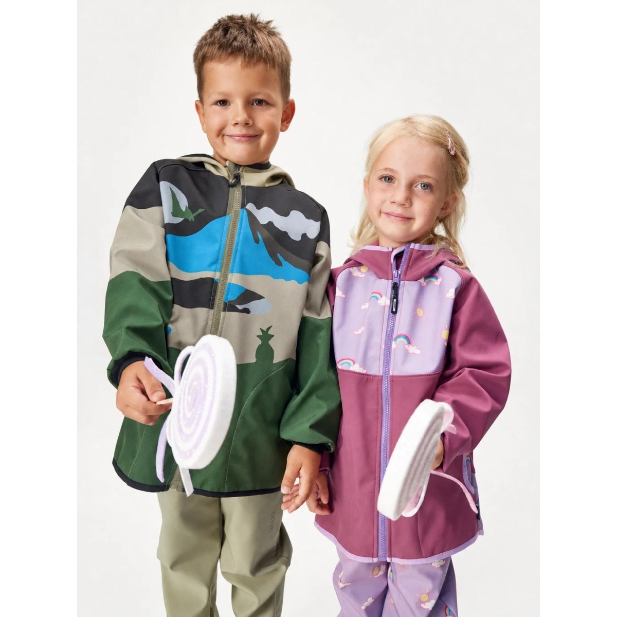 Bērnu softshell jope fliisvoodriga Basic, plum-rainbow