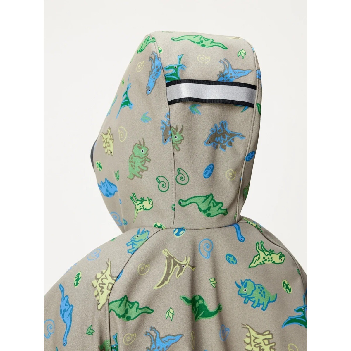 Bērnu softshell jaka ar flīsa oderi Basic, haki ar dinozauriem