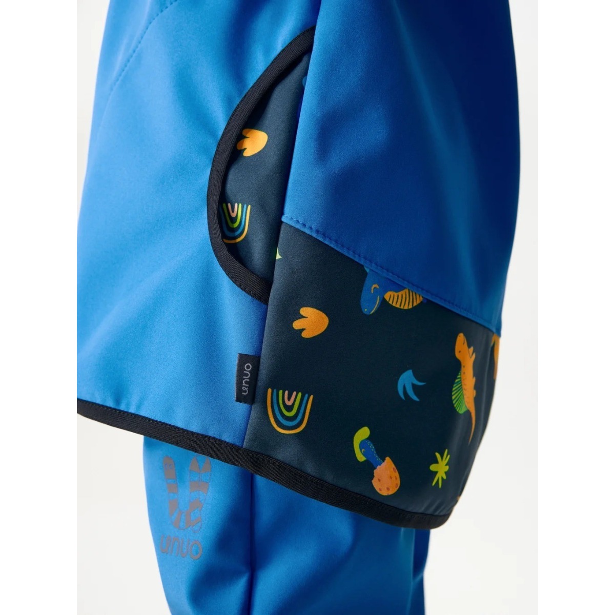 Bērnu softshell jaka ar flīsa oderi Basic, zila ar dinozauriem
