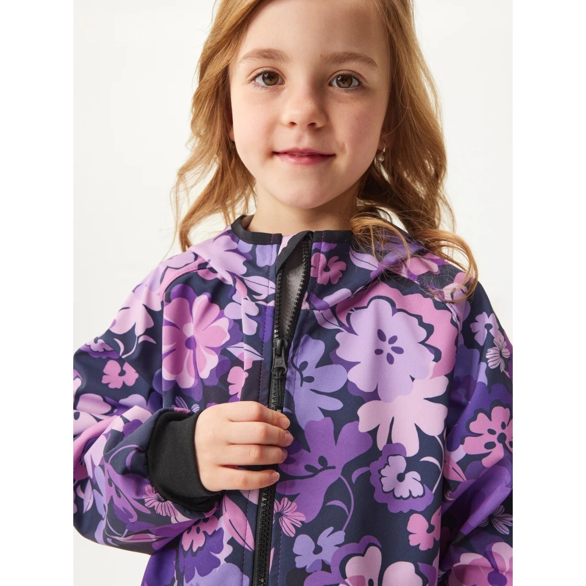 Bērnu mīkstā softshell jaka ar flīsa oderi Basic, ziedi