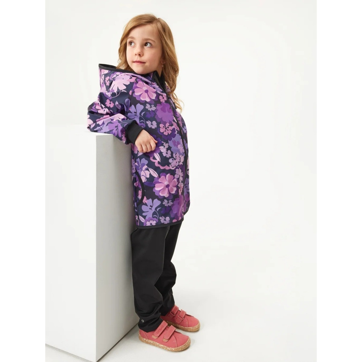 Bērnu mīkstā softshell jaka ar flīsa oderi Basic, ziedi