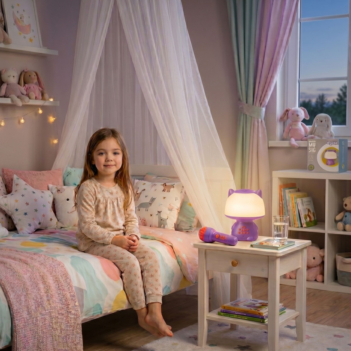 Daudzfunkcionāla RGB lampa, Bluetooth skaļrunis un karaoke mikrofons, violeta
