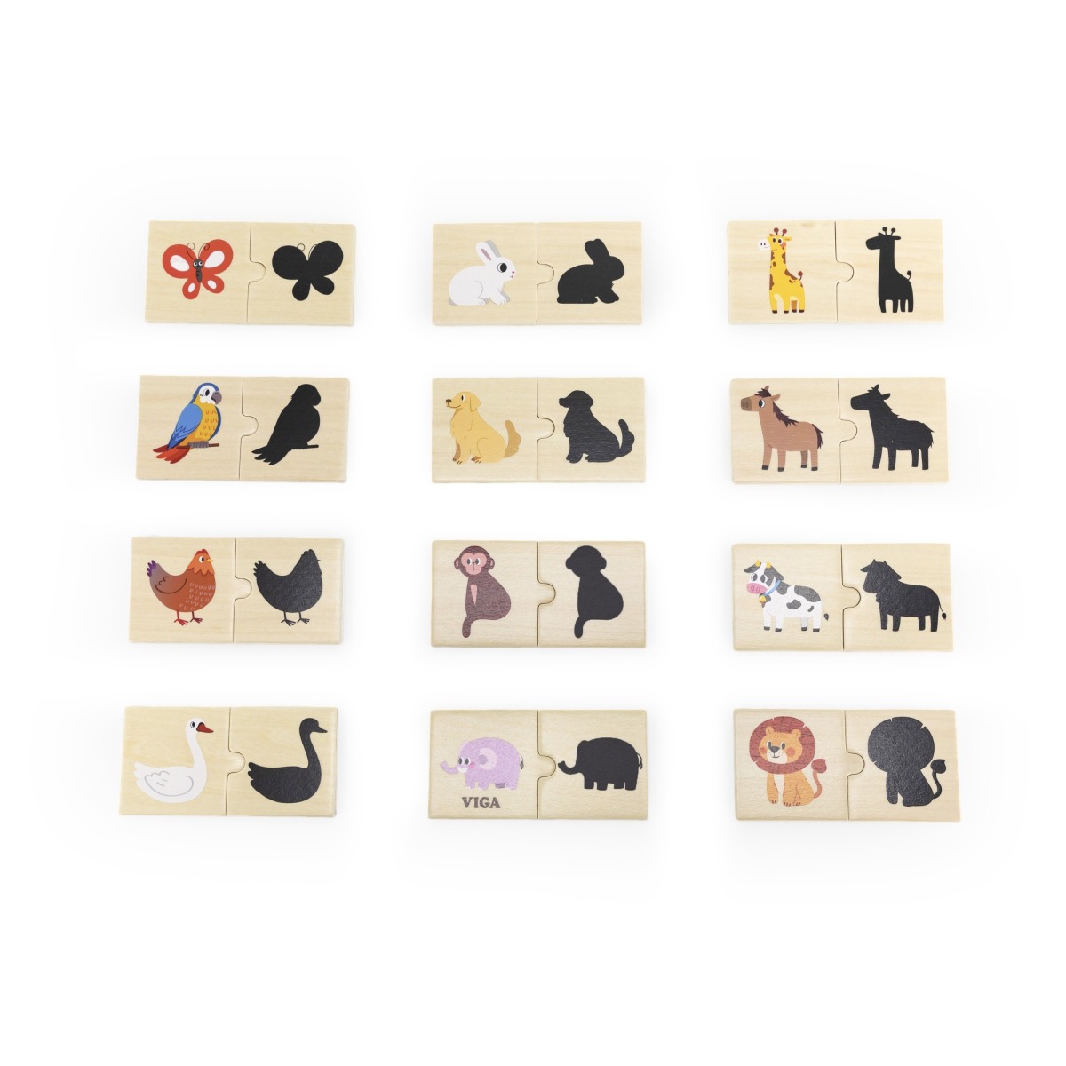 Koka puslekomplekt Animal Match Shadow Puzzle