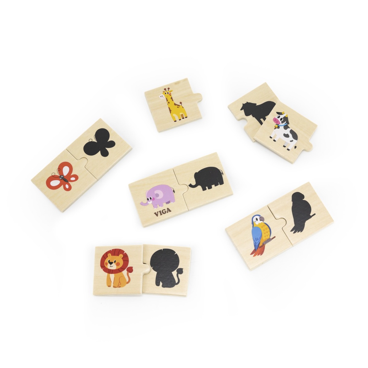 Koka puslekomplekt Animal Match Shadow Puzzle