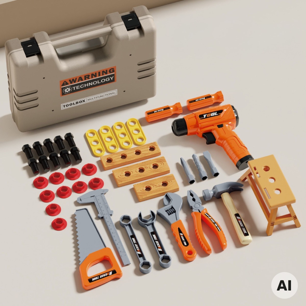Tööriistakomplekt ümbrises, 45 tükki Little Handyman akutoit