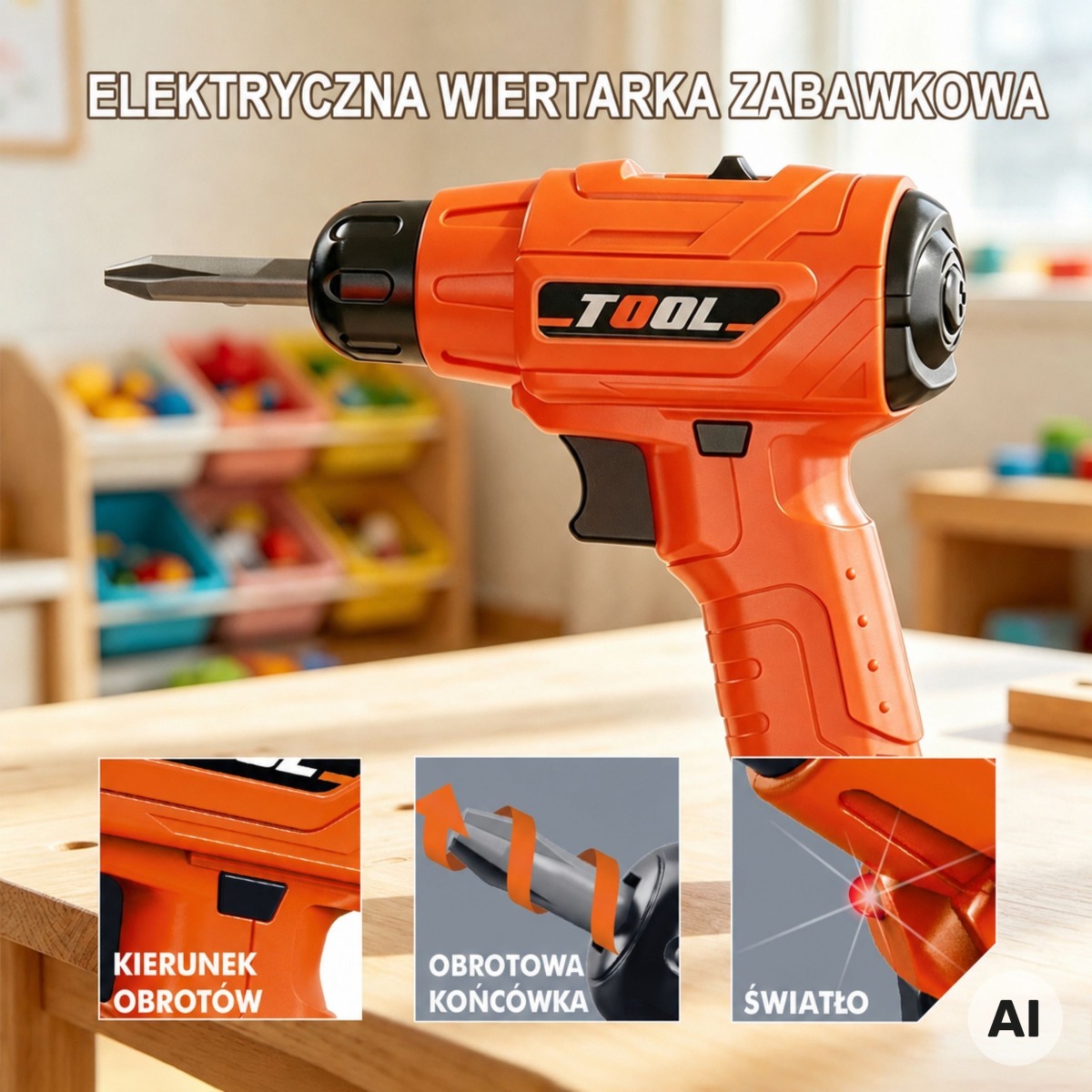 Tööriistakomplekt ümbrises, 45 tükki Little Handyman akutoit