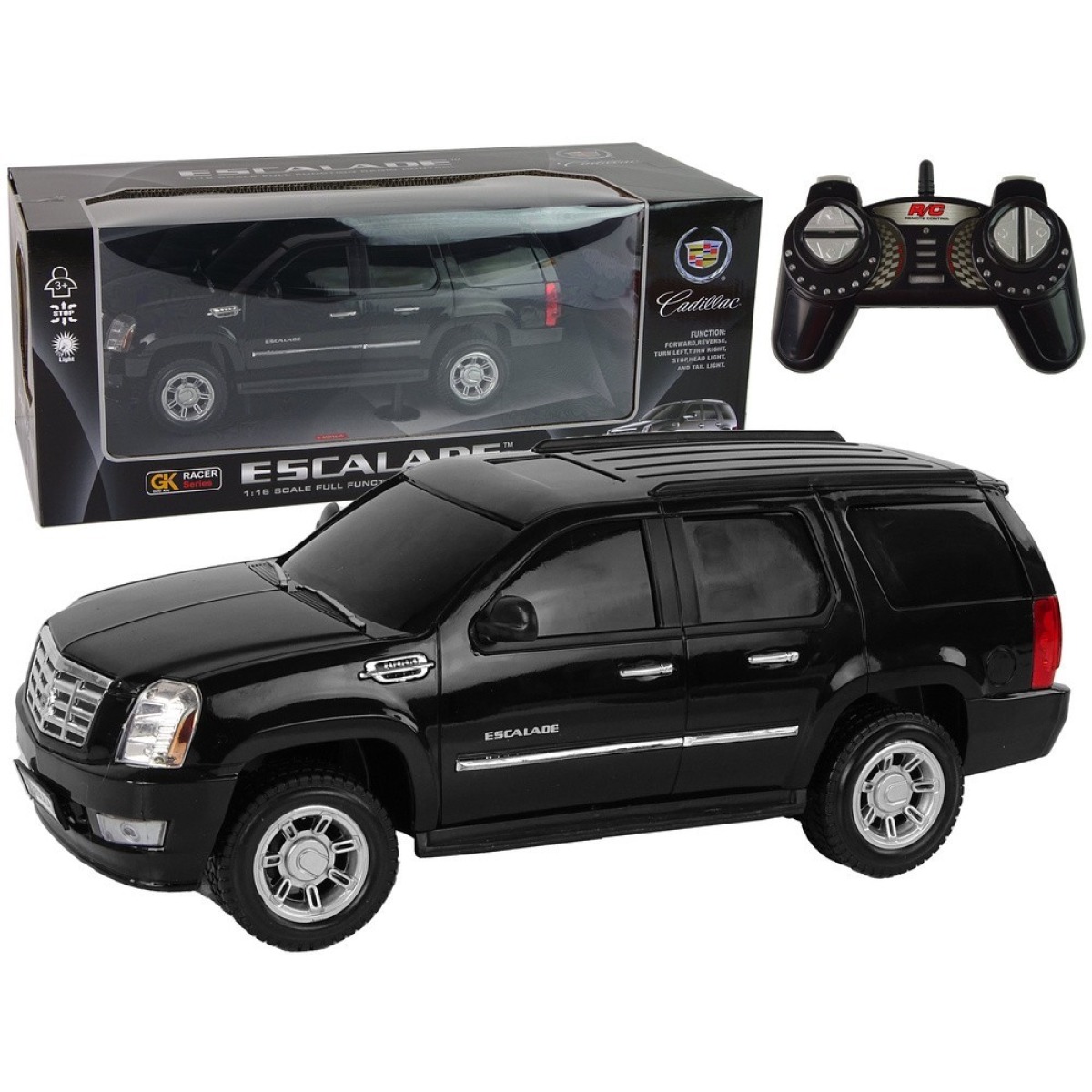 Melns Cadillac Escalade radiovadāmais modelis 1:16