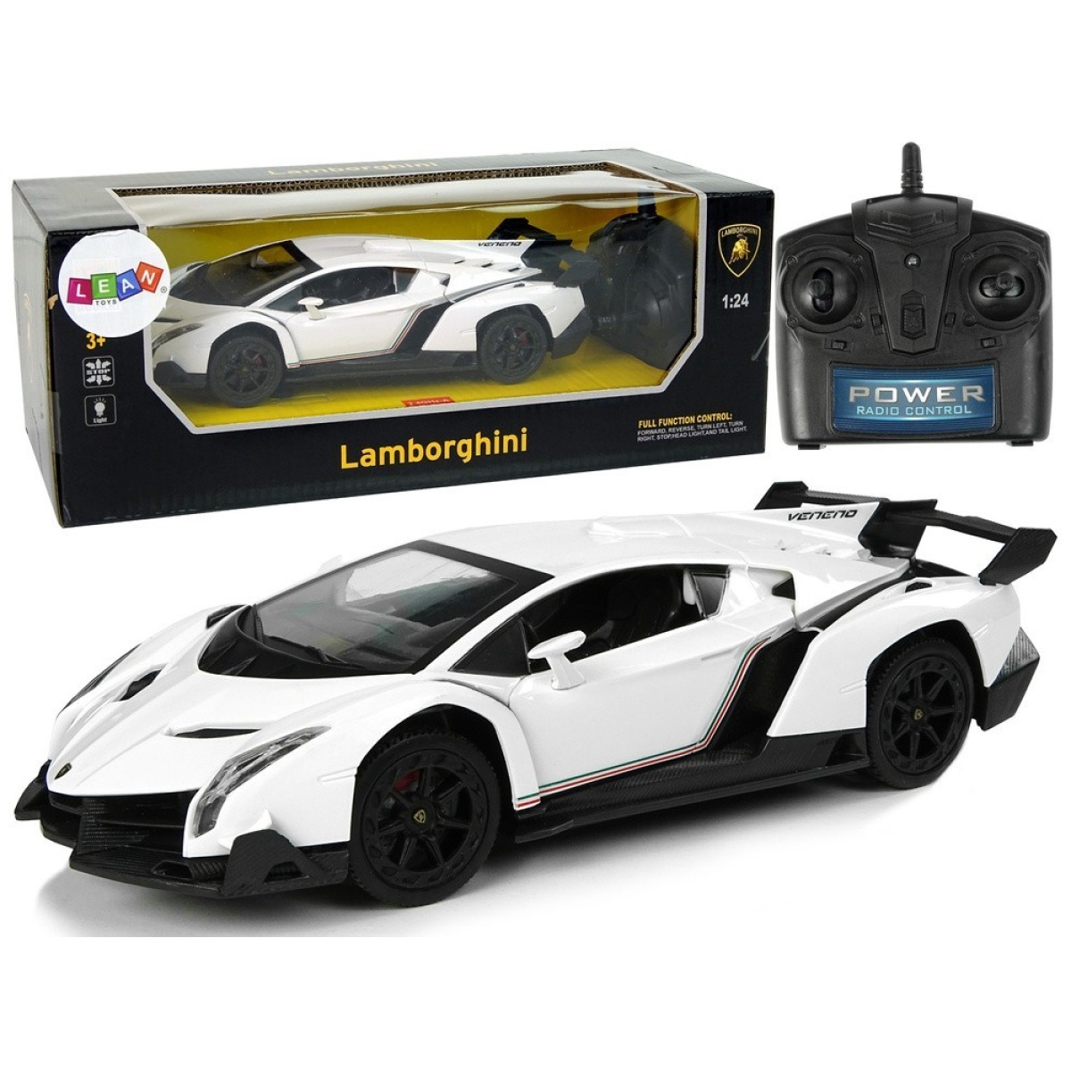 Valge Lamborghini Veneno puldiga sportauto 1:24 tuledega