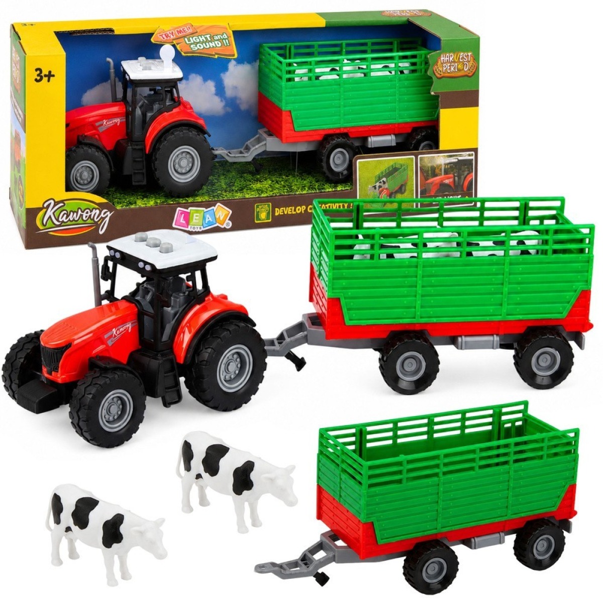 Spēļutraktor haagisega loomade transportimiseks, 2 lehma, tu