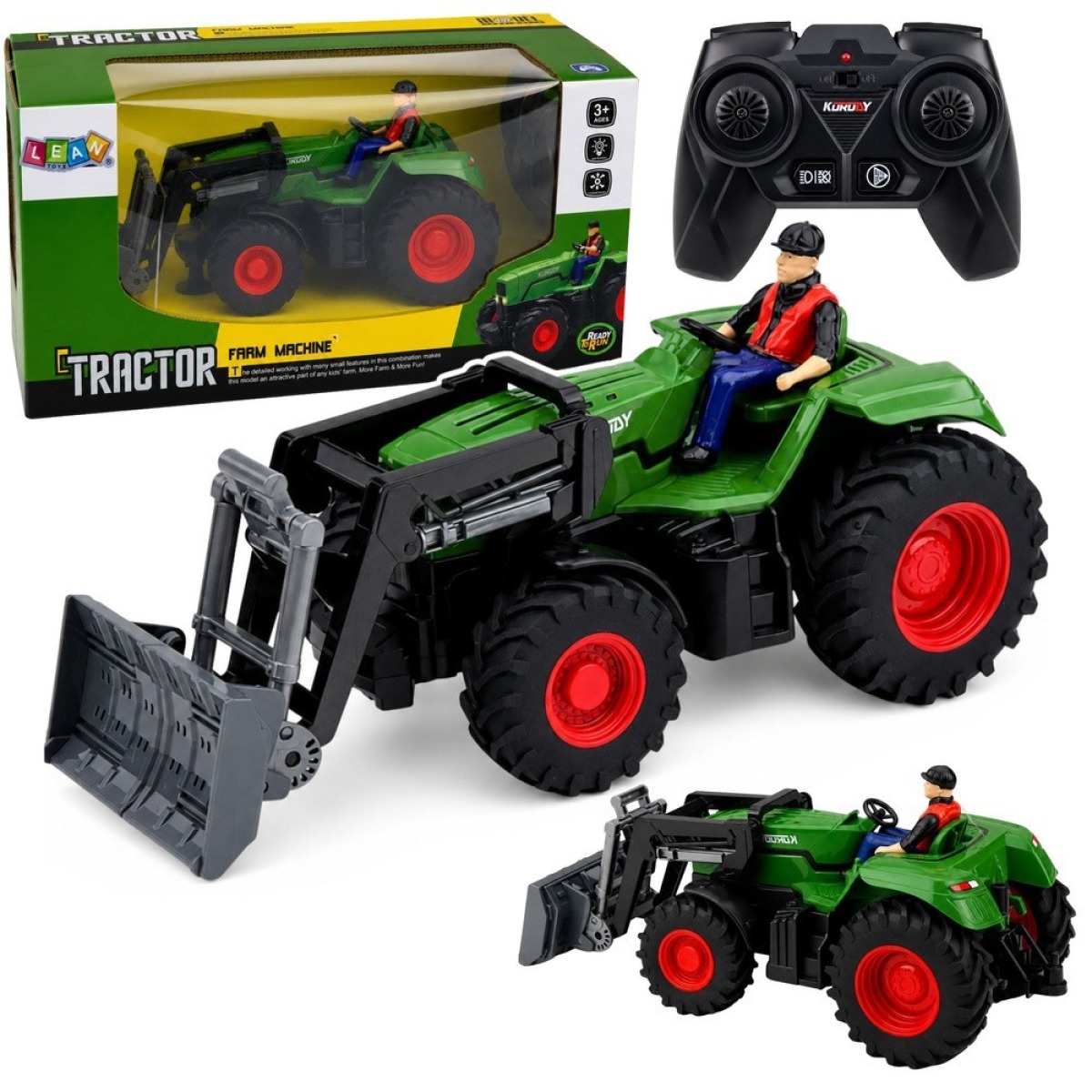 Kaugjuhitav Farmer põllutraktor buldooseriga 1:24