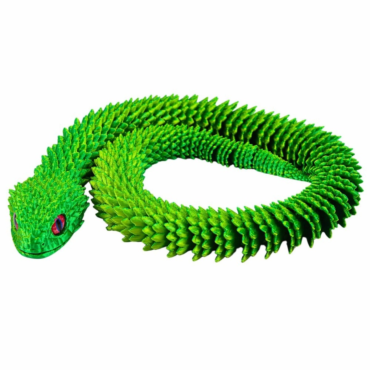 Dekoratīva 3D čūskas figūriņa, lokāma, zaļa ar spīdumiem, 45 cm