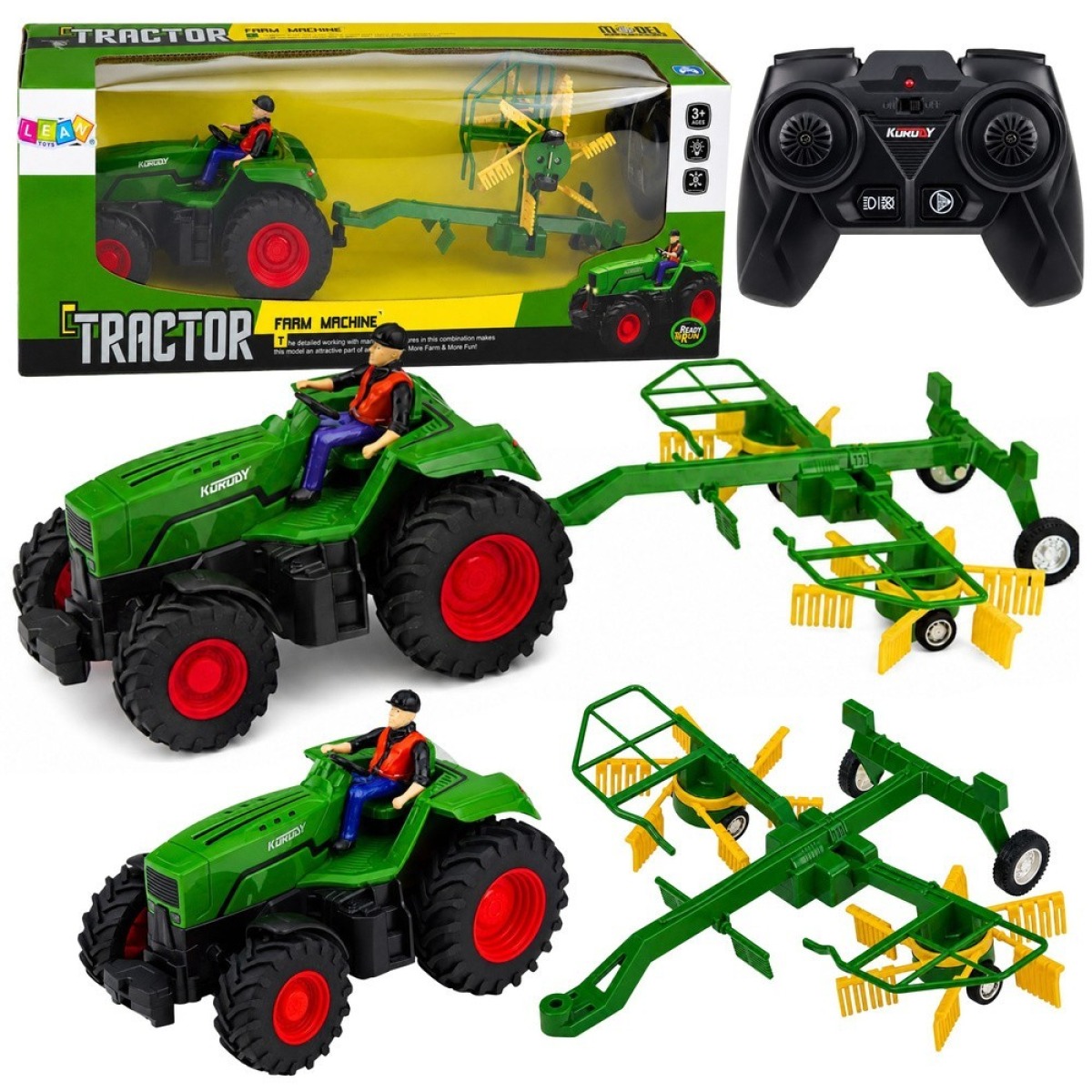 Kaugjuhitav talutraktor heinarehaga, LED-valgustusega, 1:24