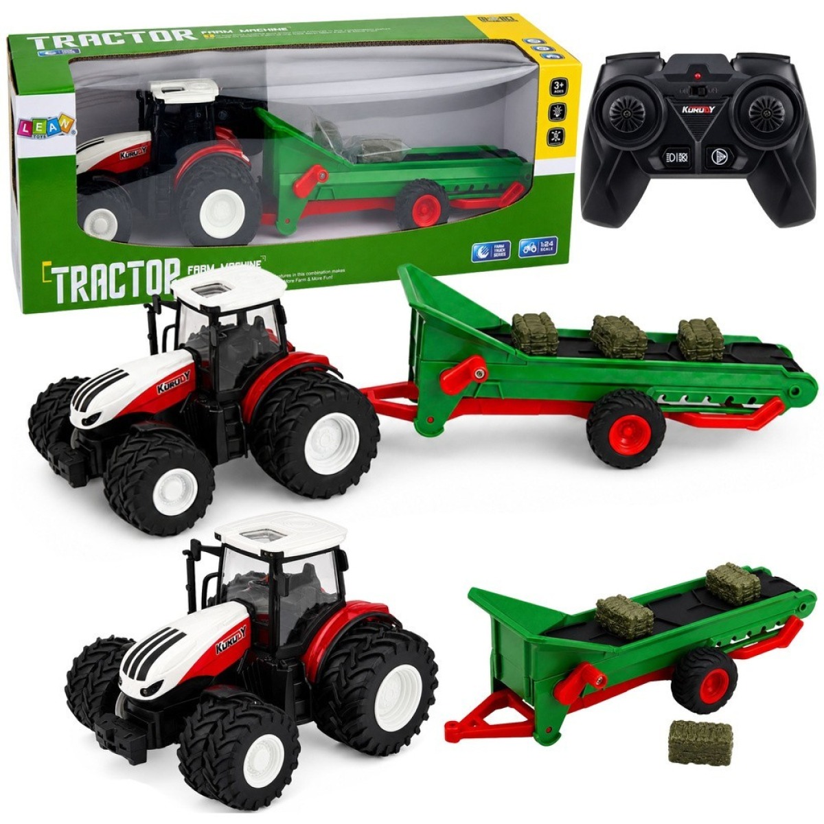 RC Bale Lights kaugjuhitav talutraktor konveierhaagisega 1:2