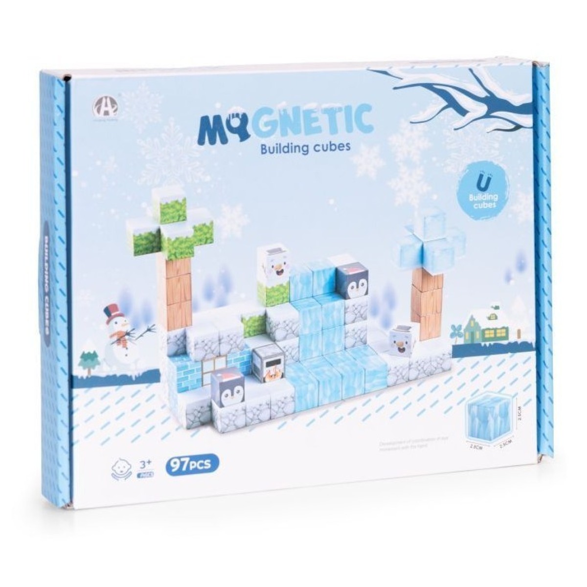 Ziemas magnētiskie klucīši būvēšanai, 97 gab., 2.5 cm