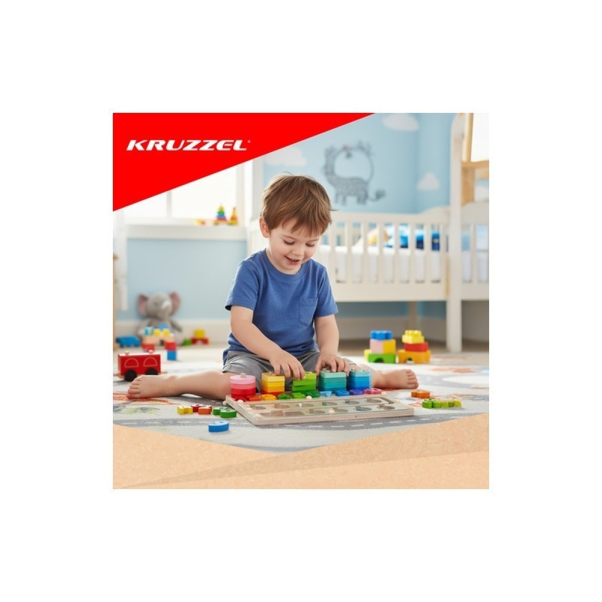Kruzzel 3-in-1 Montessori koka šķirotājs