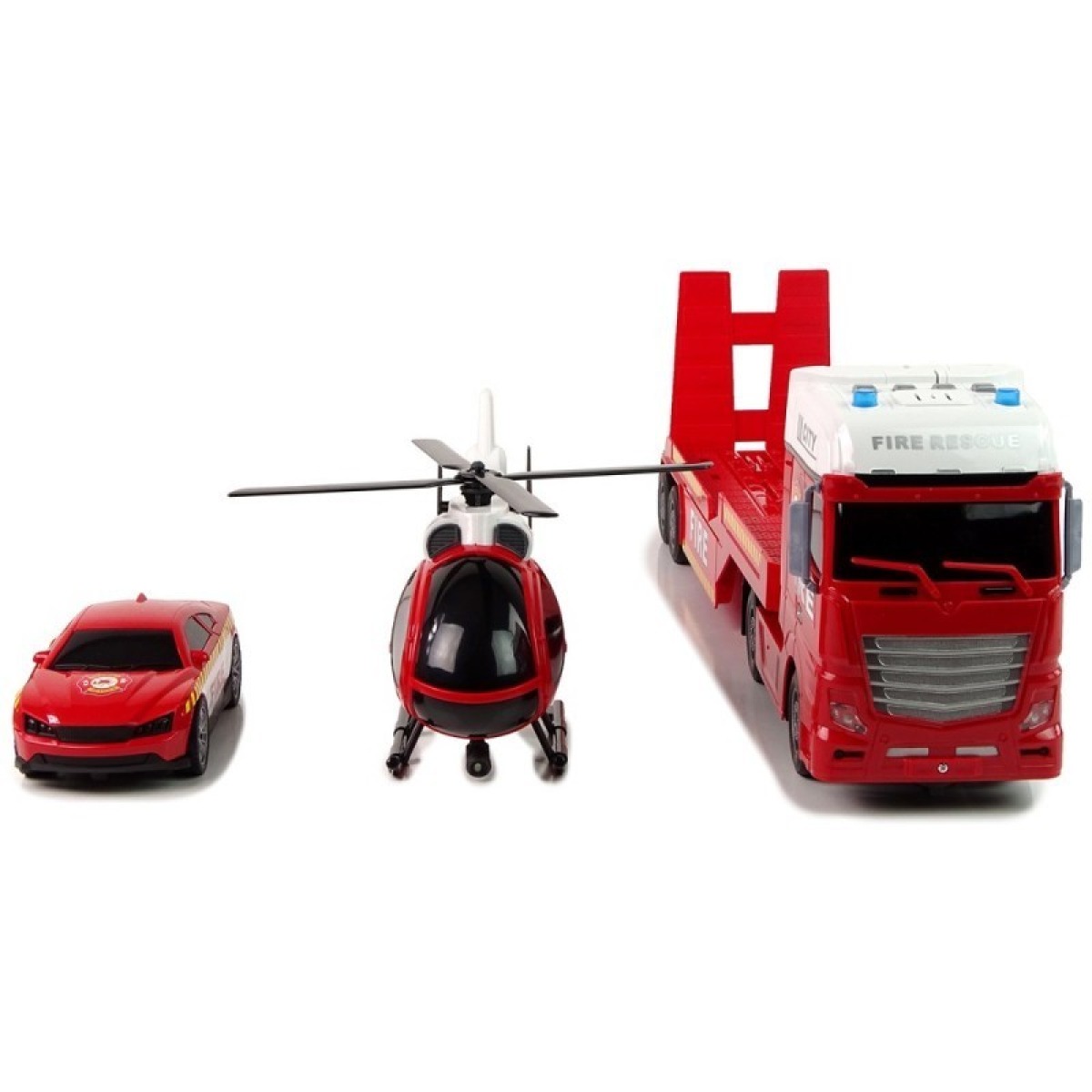 Ugunsdzēsēju glābšanas komplekts ar helikopteru, gaismām un skaņām