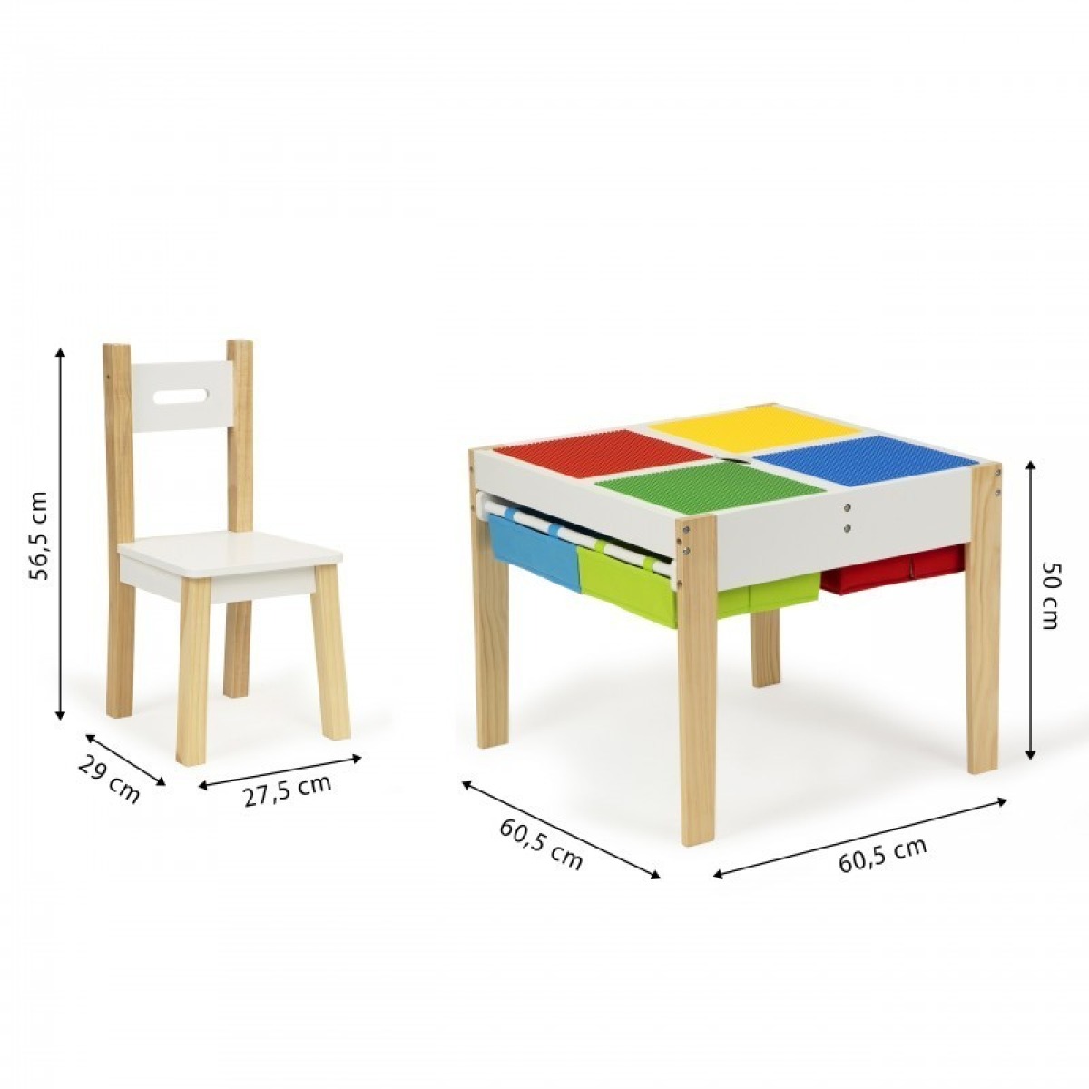 Koka lastemööbli komplekt: laud + 2 tooli lego
