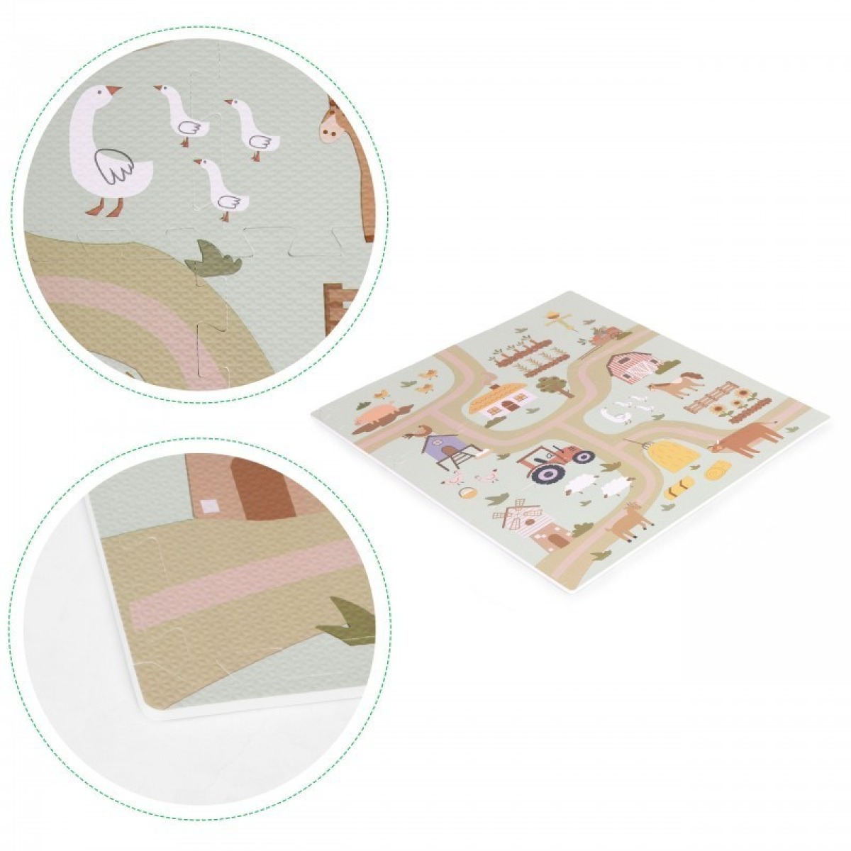Lauku motīvu puzles paklājiņš no EVA putām 90.5x90.5 cm, 21 gabals