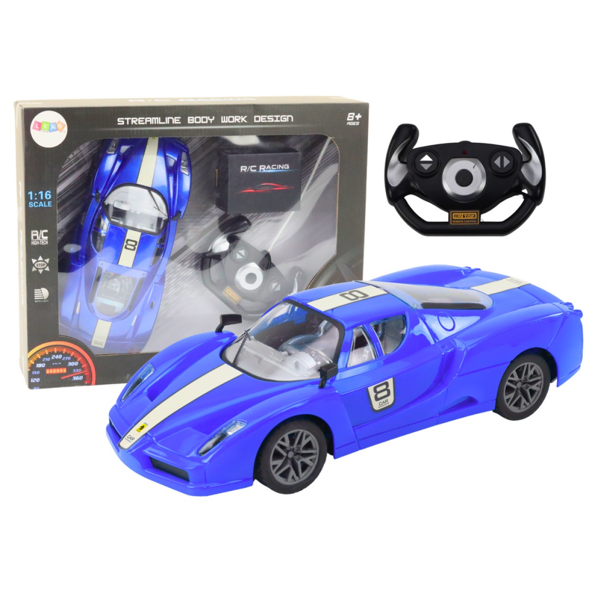 Sinine kaugjuhtimispuldiga sportauto 1:16 R/C