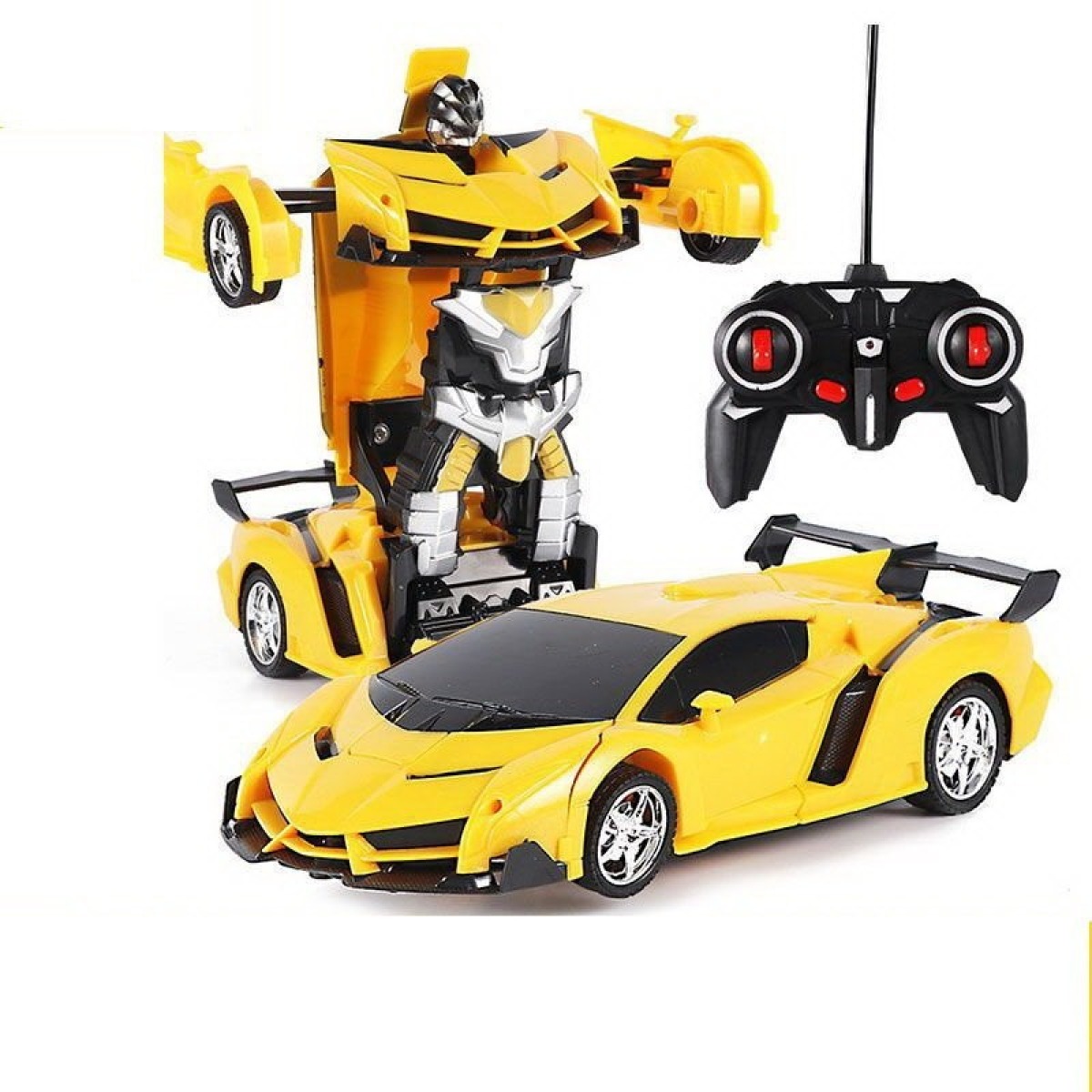 Dzeltens tālvadības automašīnas robots 2 vienā — pārveidojas